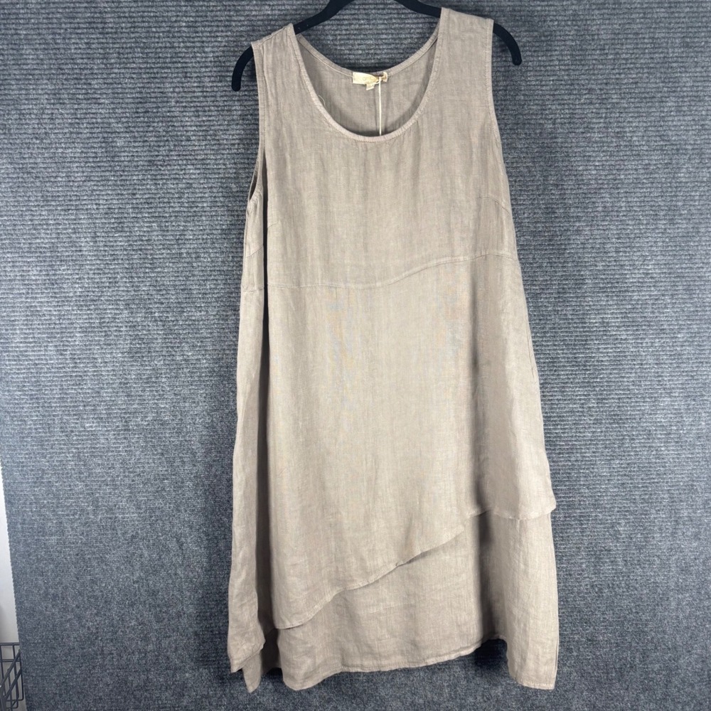 Sleeveless Linen Midi Dress in Taupe